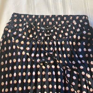 Zara Black and Pink Polka Dot Skirt